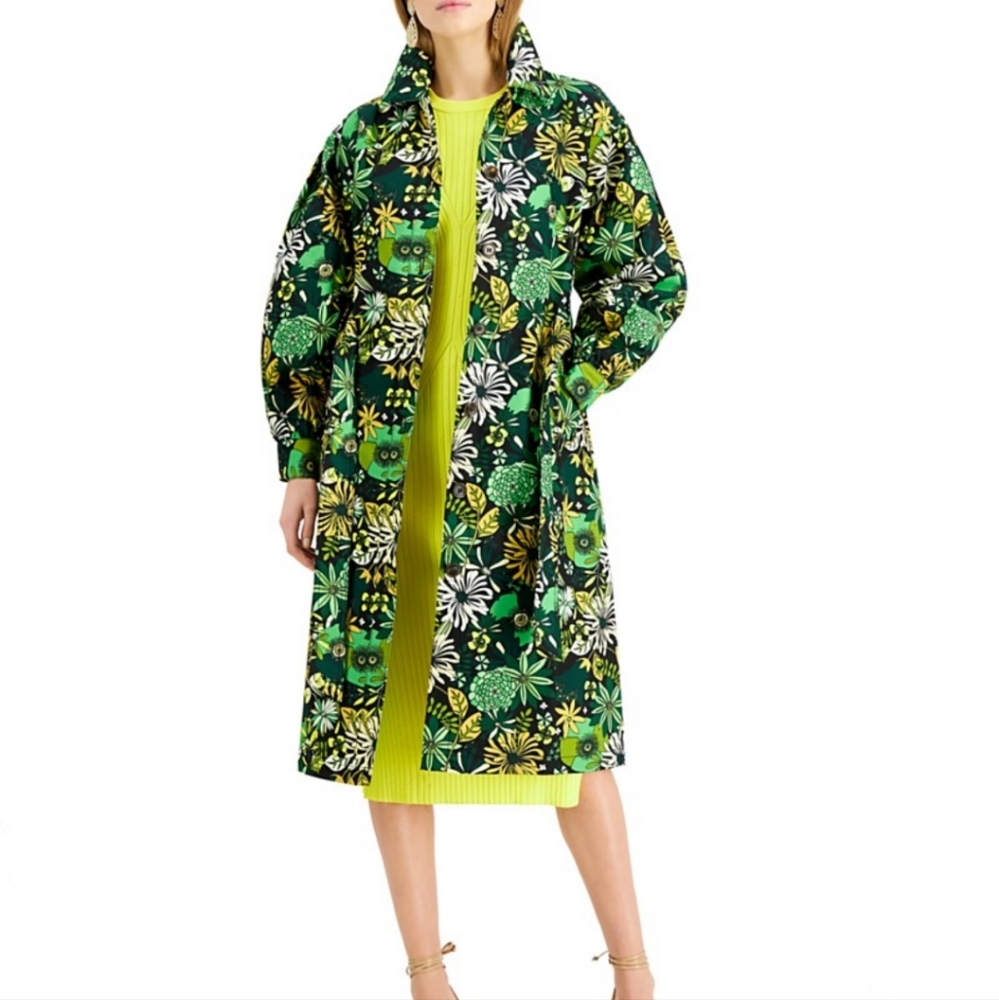 INC International Concepts Floral-Print Twill Trench Coat. Size: small